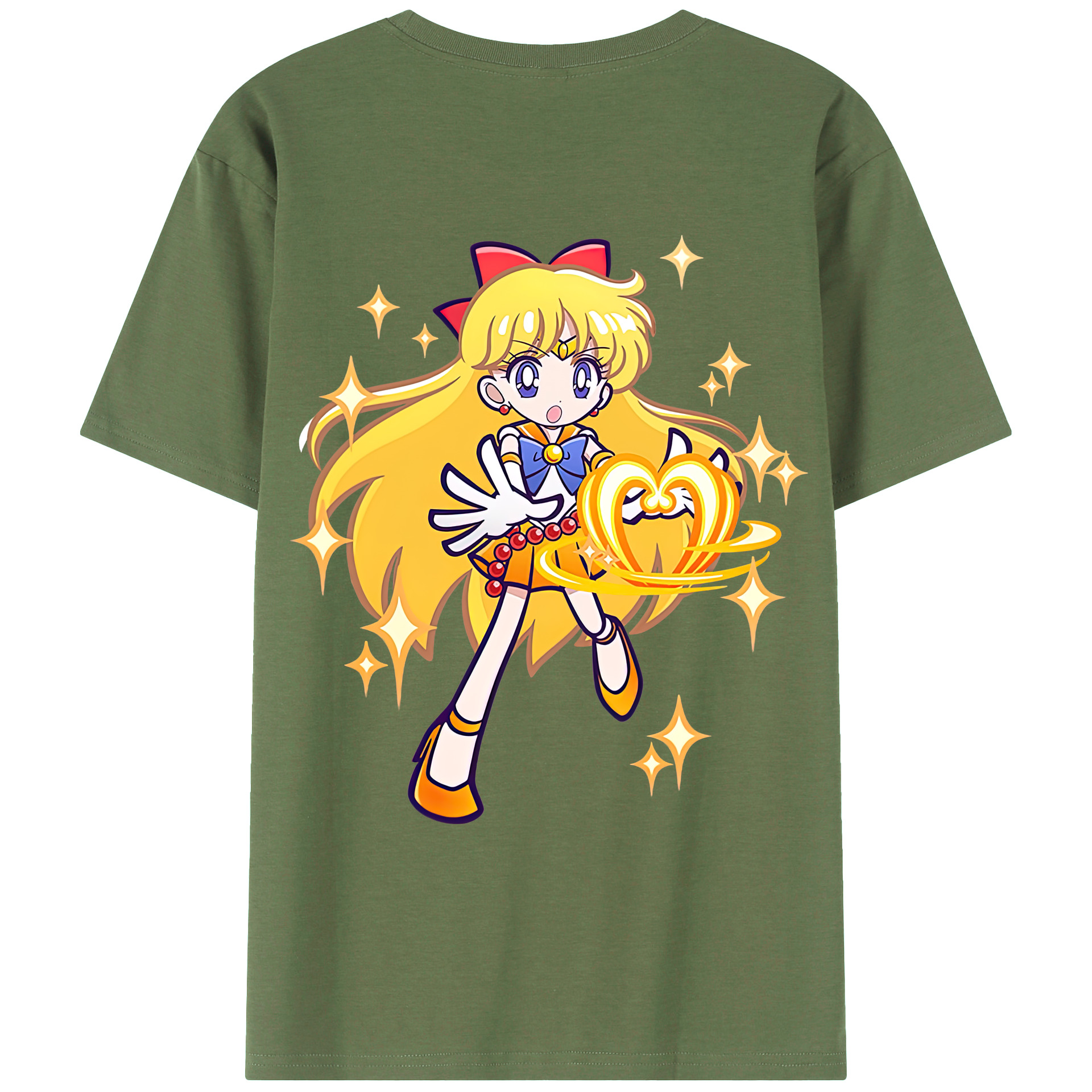 （画像用） 美少女戦士セーラームーン 愛野 美奈子 あいの みなこ Sailor Moon Aino Minako 綿100％ メンズ半袖Tシャツ（バックプリント） 通気性